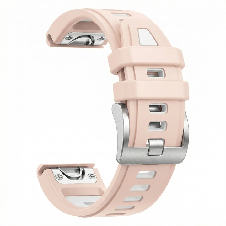Szilikon szíj, kompatibilis Garmin Fenix 5S / 6S / 7S / 8 (43mm), Epix 2 Pro (43mm), Instinct 2S, – 20mm, EasyFit, klasszikus záródás, Best Accessories, Barack / fehér