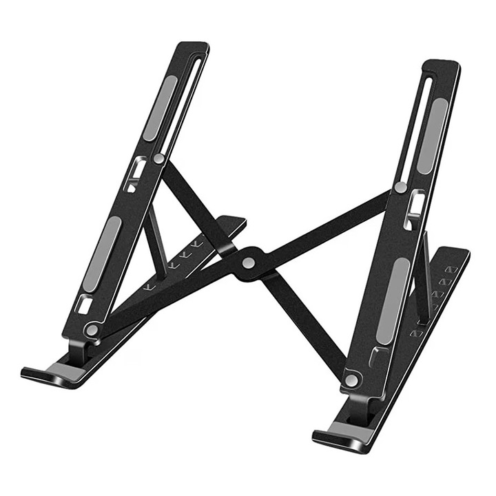 Suport pentru Laptop, Suport Portabil Pliabil, Universal Reglabil Suspendat pentru Tableta, din Aliaj si ABS, 100-160 mm, 26 x 19 x 16 cm, Negru