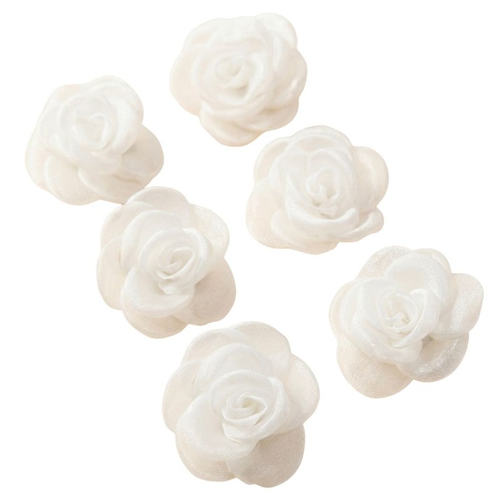 Комплект от 6 елегантни фиби за коса за момичета, ZOYA Fashion, органзено цвете, бели