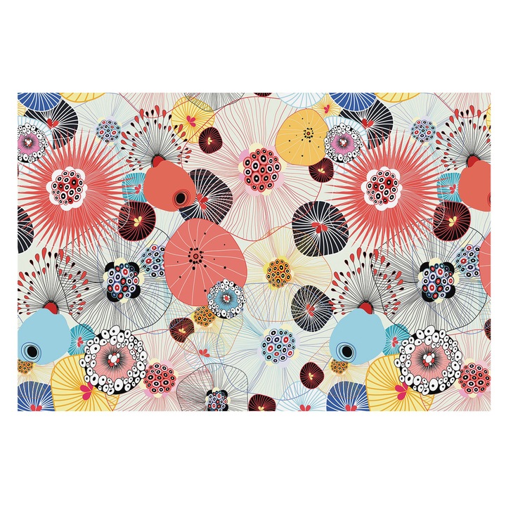 Fotótapéta Falra, Tulup, Színes virágok, Piros, 104 x 70 cm, Nem Szőtt, Modern Tapétatekercs, 010100060020000012937