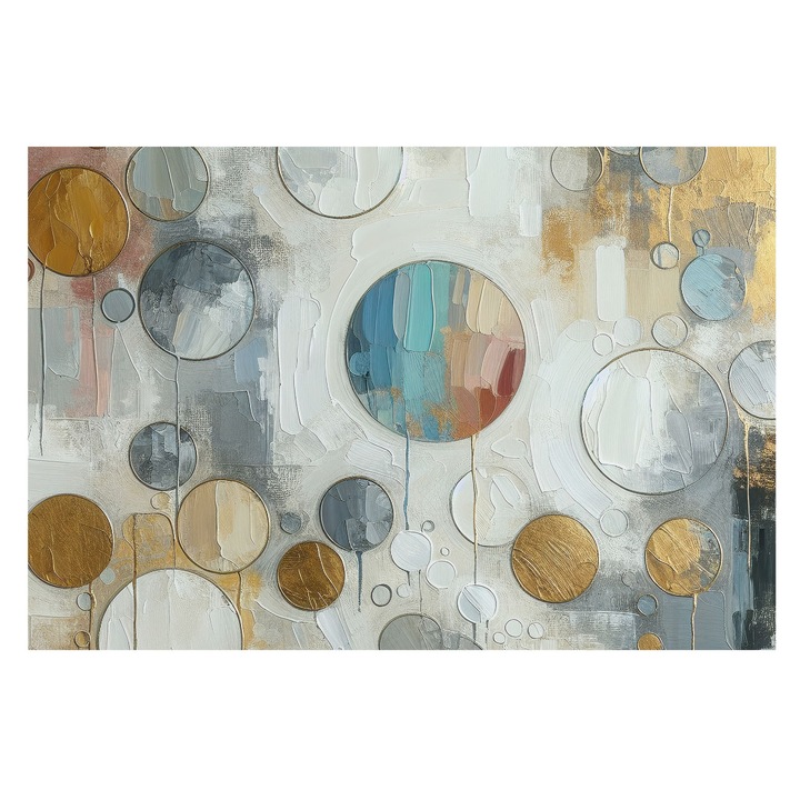 Tapéta Falra, Tulup, Geometriai körök, Szürke, 104 x 70 cm, Vlies, Élénk Színek, 010100060020000282723