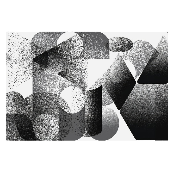 Tapéta Falra, Tulup, Geometriai alakzatok, Fekete és fehér, 104 x 70 cm, Nem Szőtt, Modern Tapétatekercs, 010100060020000284980