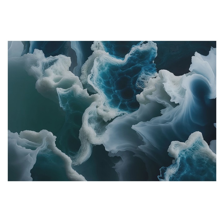 Dekor Tapéta, Tulup, Tengeri hullámok, Kék, 104 x 70 cm, Vlies, Stílusos, 010100060020000285021