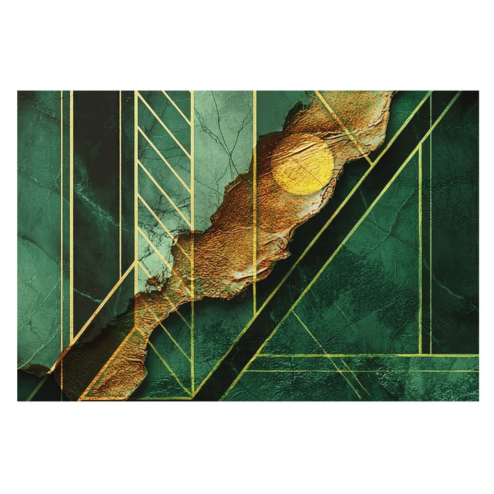 Dekor Tapéta, Tulup, Geometriai feszültség, Zöld, 104 x 70 cm, Nem Szőtt, Modern Belsőépítészeti Dekoráció, 010100060020000284958