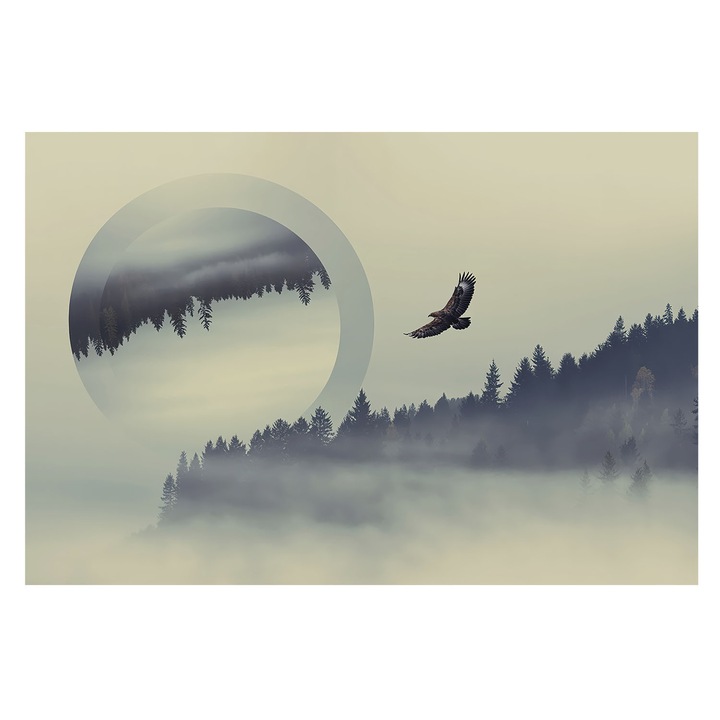 Dekor Tapéta, Tulup, Erdő táj, Szürke, 104 x 70 cm, Vlies, Erős Ragasztó, 010100060020000285065