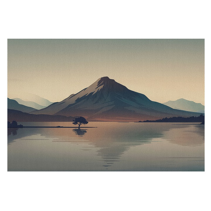 Tapéta Vlies Fali Dekoráció, Tulup, Hegyi táj, Szürke, 104 x 70 cm, Nem Szőtt, Élénk Színek, 010100060020000285137