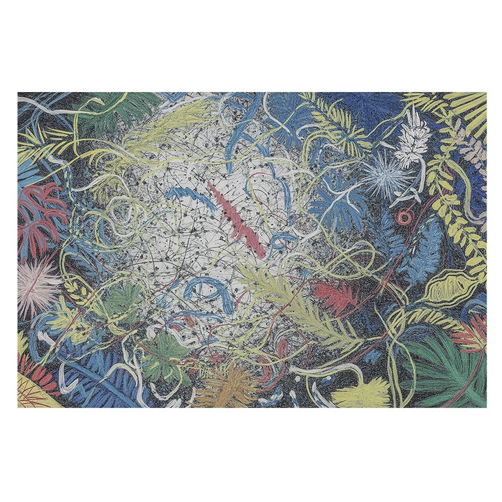 Tapéta Vlies Fali Dekoráció, Tulup, Növényi örvények, Kék, 104 x 70 cm, Nem Szőtt, Erős Ragasztó, 010100060020000285164