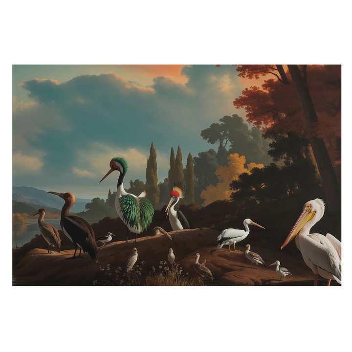 Dekor Tapéta, Tulup, Festői madarak, Kék, 104 x 70 cm, Nem Szőtt, Könnyen Felszerelhető, 010100060020000285186