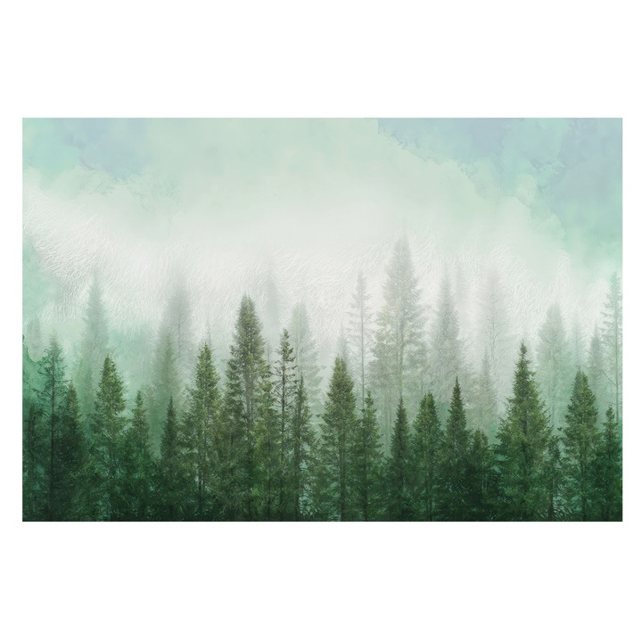 Fotótapéta Falra, Tulup, Farkas az erdőben, Zöld, 104 x 70 cm, Vlies, Nappaliba, Szobába, 010100060020000285330