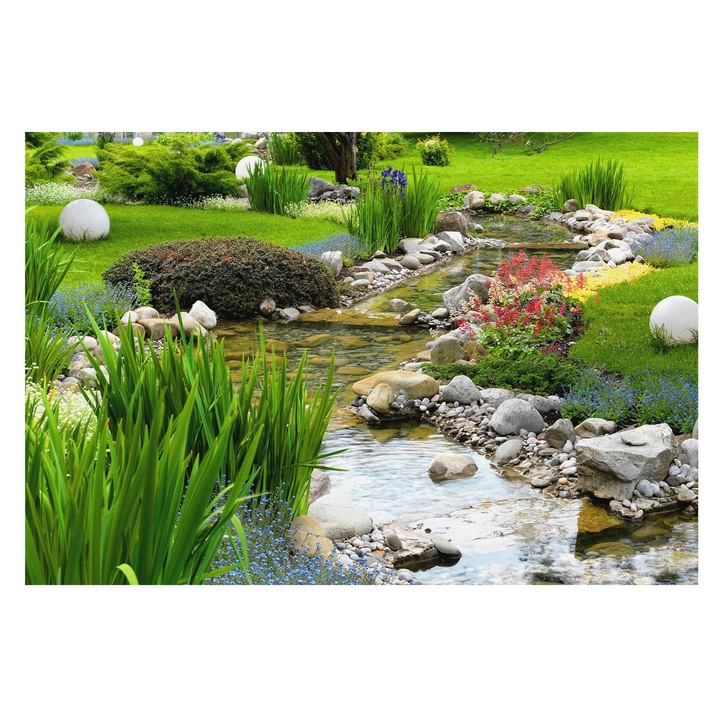 Fotótapéta Falra, Tulup, Idilli kert, Zöld, 104 x 70 cm, Vlies, Élénk Színek, 010100060020000001031