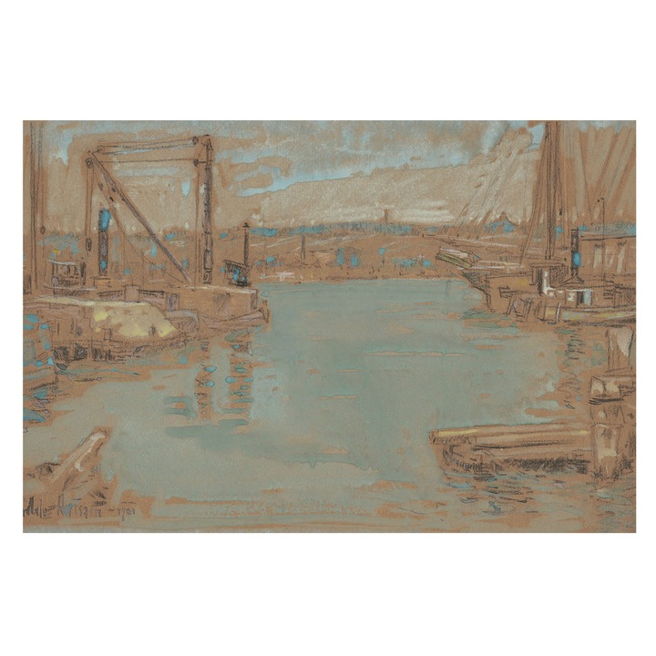 Tapéta Vlies Fali Dekoráció, Tulup, Kikötői kilátás, Barna, 104 x 70 cm, Nem Szőtt, Előszobába, Nappaliba, 010100060020000285516