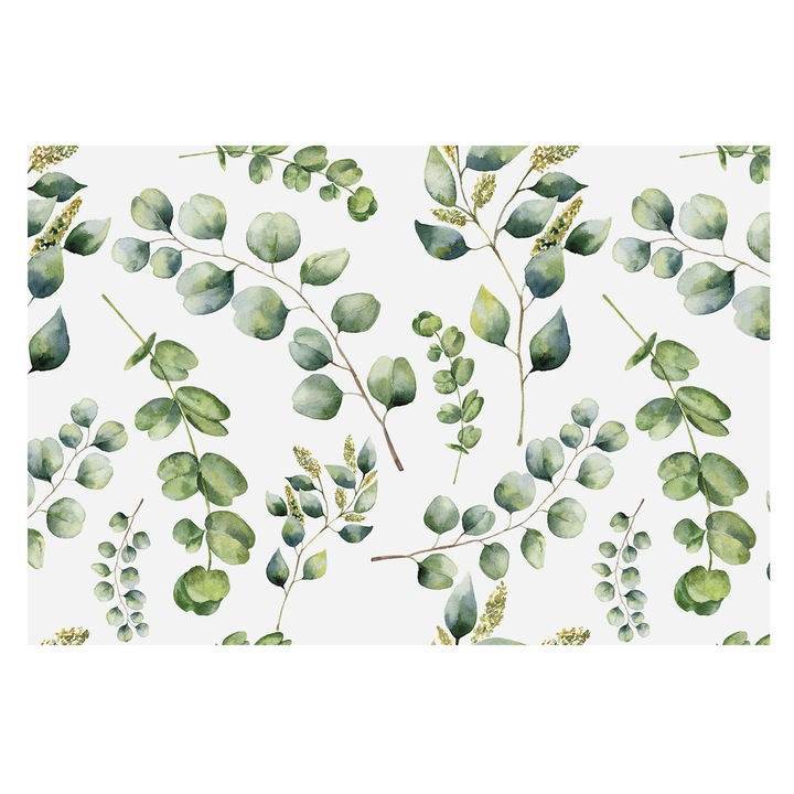 Dekor Tapéta, Tulup, Zöld levelek, Zöld, 104 x 70 cm, Vlies, Modern Dizájn, 010100060020000011871