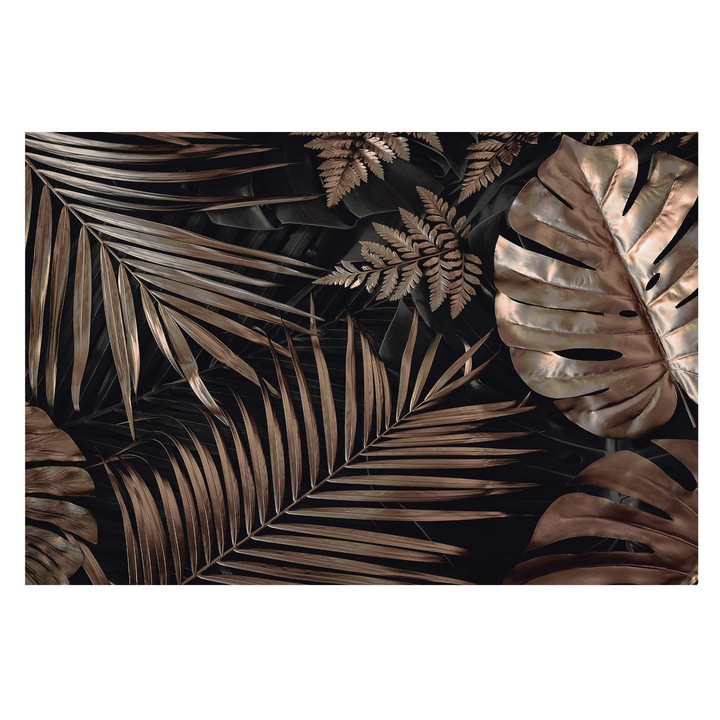 Tapéta Falra, Tulup, Egzotikus levelek, Fekete, 104 x 70 cm, Vlies, Nappaliba, Szobába, 010100060020000033999