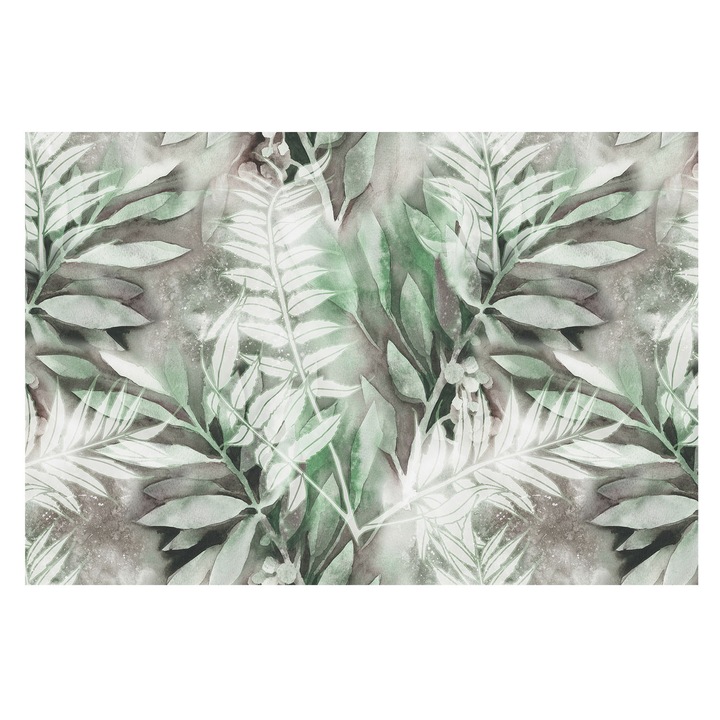 Dekor Tapéta, Tulup, Akvarell levelek, Zöld, 104 x 70 cm, Vlies, Erős Ragasztó, 010100060020000012593