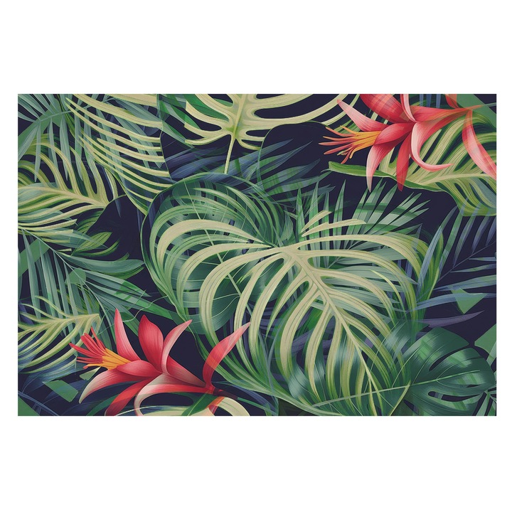 Tapéta Falra, Tulup, Egzotikus növények, Zöld, 104 x 70 cm, Vlies, Élénk Színek, 010100060020000285041