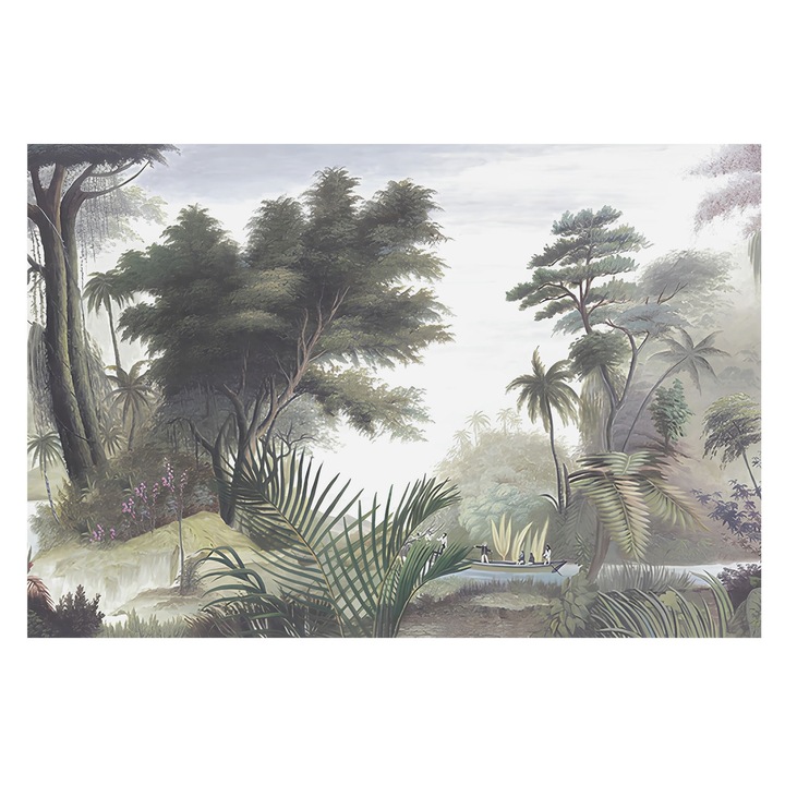 Dekor Tapéta, Tulup, Egzotikus táj, Zöld, 104 x 70 cm, Vlies, Modern Tapétatekercs, 010100060020000282754