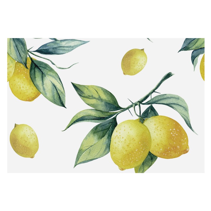 Tapéta Vlies Fali Dekoráció, Tulup, Citrom motívum, Sárga, 152 x 104 cm, Nem Szőtt, Nappaliba, Szobába, 010100060030000007185