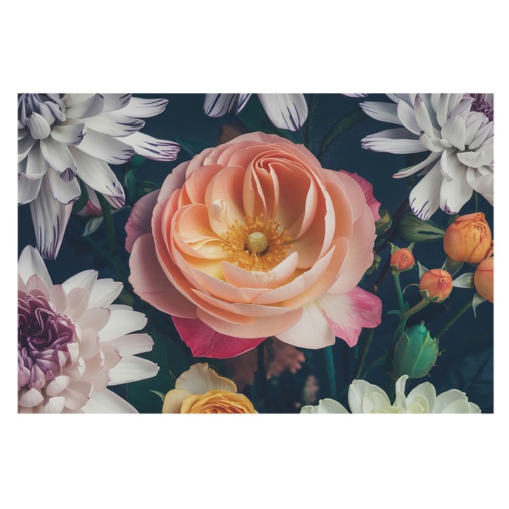 Fotótapéta Falra, Tulup, Virágos harmónia, Rózsaszín, 104 x 70 cm, Nem Szőtt, Könnyen Felszerelhető, 010100060020000284916