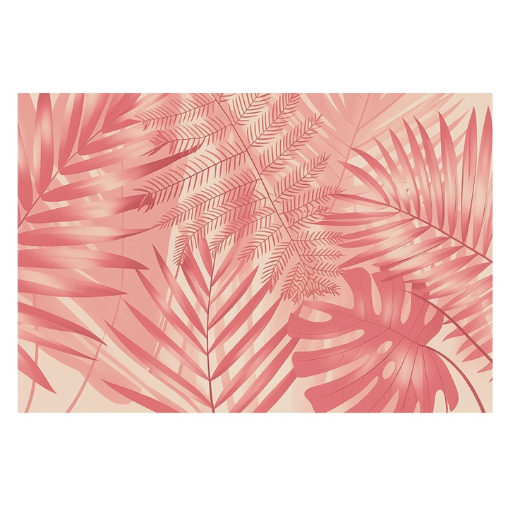 Fotótapéta Falra, Tulup, Trópusi levelek, Rózsaszín, 104 x 70 cm, Vlies, Könnyen Felszerelhető, 010100060020000284910