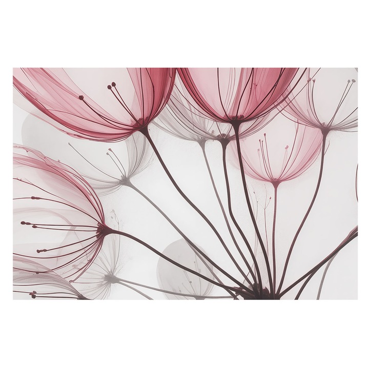 Fotótapéta Falra, Tulup, Virágos sziluettek, Rózsaszín, 104 x 70 cm, Vlies, Hálószobába, Konyhába, 010100060020000285115