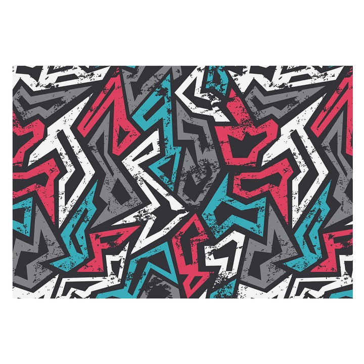 Tapéta Vlies Fali Dekoráció, Tulup, Absztrakt mozaik, Piros, 152 x 104 cm, Nem Szőtt, Klasszikus, 010100060030000013064