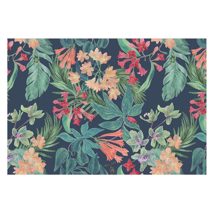 Fotótapéta Falra, Tulup, Trópusi virágok, Tengerészkék, 152 x 104 cm, Nem Szőtt, Fali Dekoráció, 010100060030000012663