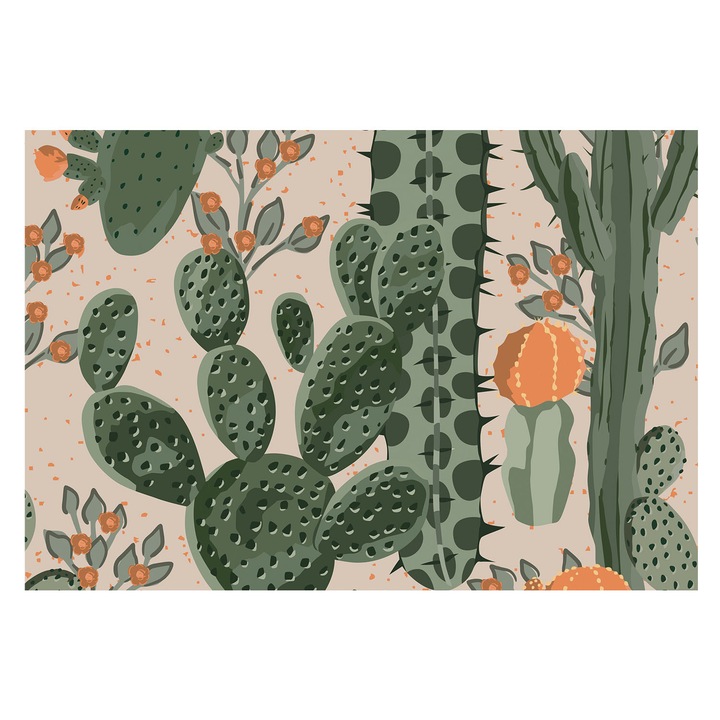Vinil Fotótapéta De Perete, Tulup, Cactusi verzi, Verde, 152 x 104 cm, Pentru Birou, Living, 010100060030000020764