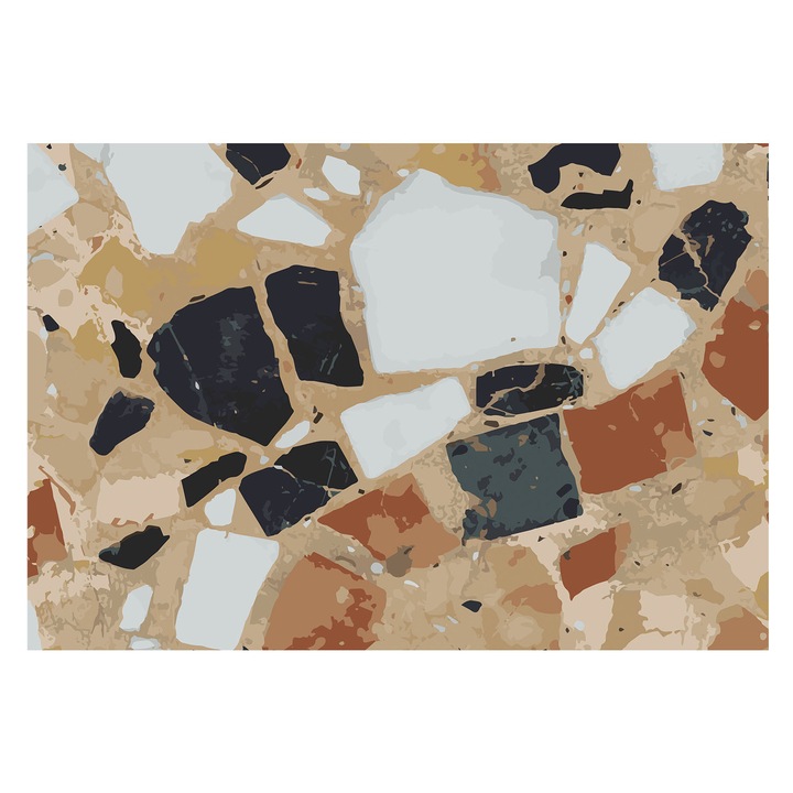 Tapéta Falra, Tulup, Rusztikus kövek, Fehér, 152 x 104 cm, Nem Szőtt, Élénk Színek, 010100060030000077429