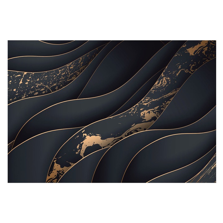 Tapéta Falra, Tulup, Elegáns hullámok, Fekete, 152 x 104 cm, Vlies, Stílusos, 010100060030000056605