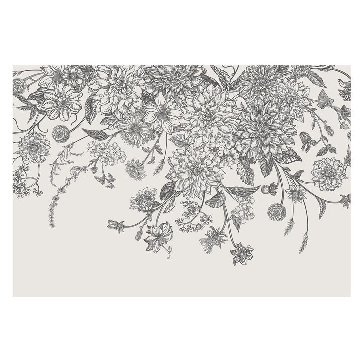 Fotótapéta Falra, Tulup, Virágminta, Fehér, 152 x 104 cm, Nem Szőtt, Élénk Színek, 010100060030000282734