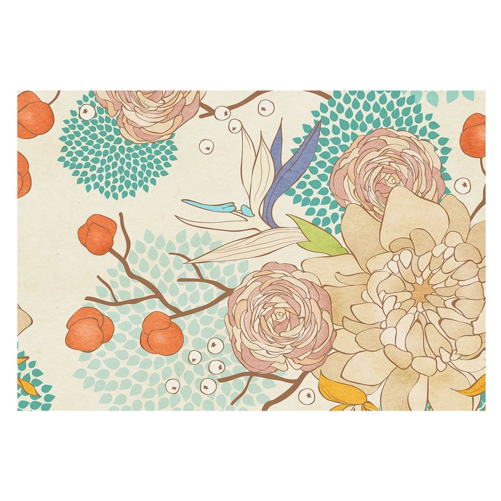 Tapéta Falra, Tulup, Virágos fantázia, Fehér, 152 x 104 cm, Nem Szőtt, Nappaliba, Szobába, 010100060030000282788