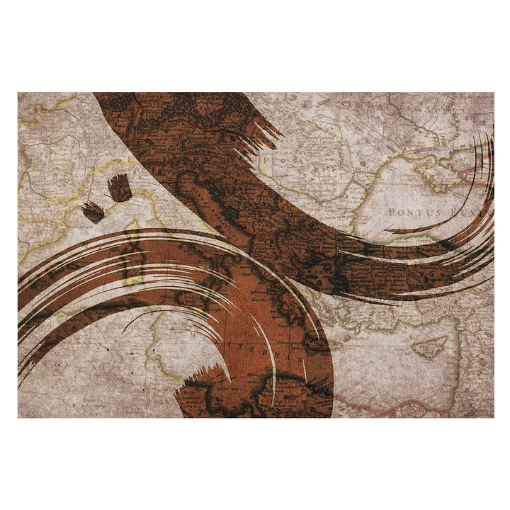 Tapéta Falra, Tulup, Művészeti térkép, Bézs, 152 x 104 cm, Vlies, Modern Tapétatekercs, 010100060030000284768