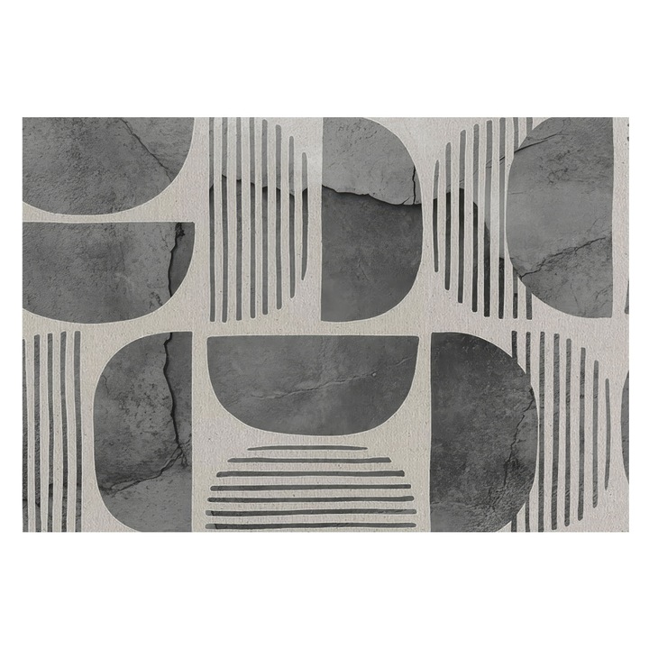 Tapéta Falra, Tulup, Geometriai alakzatok, Szürke, 152 x 104 cm, Nem Szőtt, Modern Tapétatekercs, 010100060030000284861