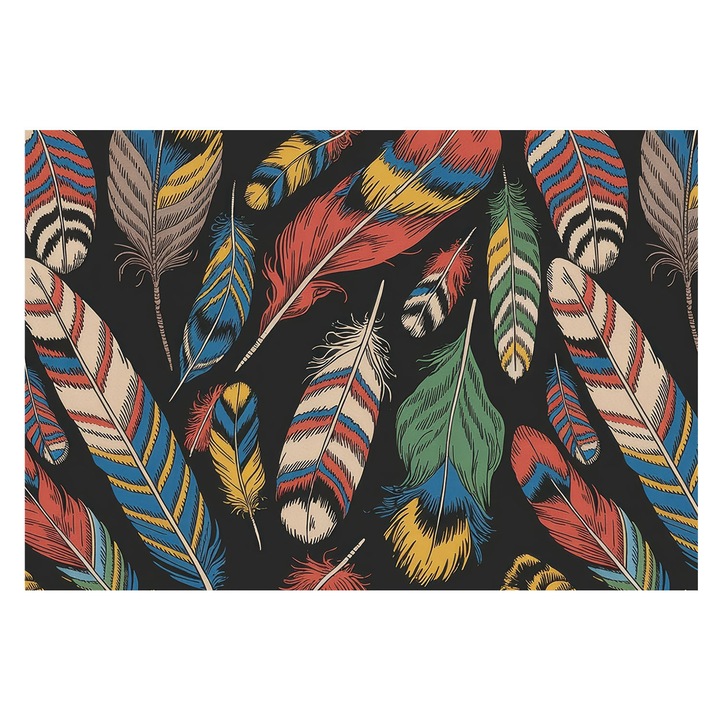 Tapéta Falra, Tulup, Színes tollak, Kék, 152 x 104 cm, Vlies, Stílusos, 010100060030000284929