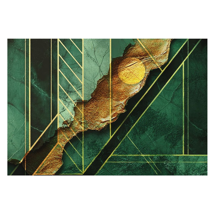 Dekor Tapéta, Tulup, Geometriai feszültség, Zöld, 152 x 104 cm, Nem Szőtt, Modern Belsőépítészeti Dekoráció, 010100060030000284958