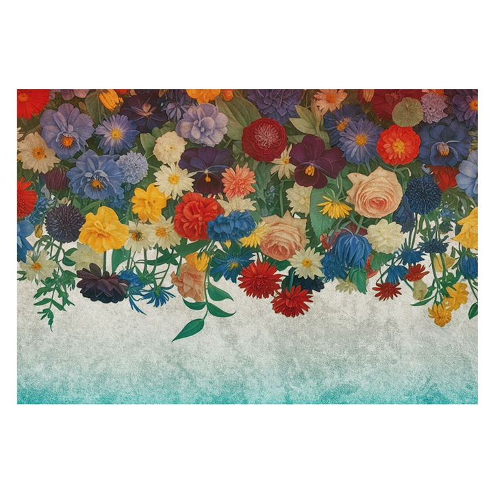 Tapéta Falra, Tulup, Színes virágok, Fekete, 152 x 104 cm, Nem Szőtt, Erős Ragasztó, 010100060030000284973