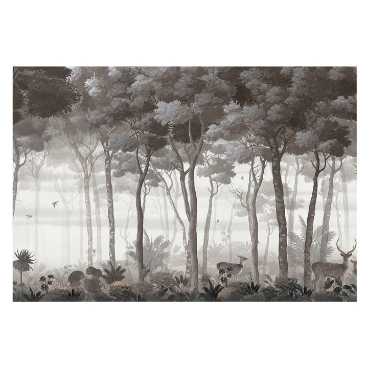 Dekor Tapéta, Tulup, Erdei varázslat, Szürke, 152 x 104 cm, Nem Szőtt, Modern Belsőépítészeti Dekoráció, 010100060030000285243