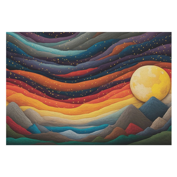 Tapéta Falra, Tulup, Színes hegyek, Narancssárga, 152 x 104 cm, Vlies, Modern Tapétatekercs, 010100060030000284706