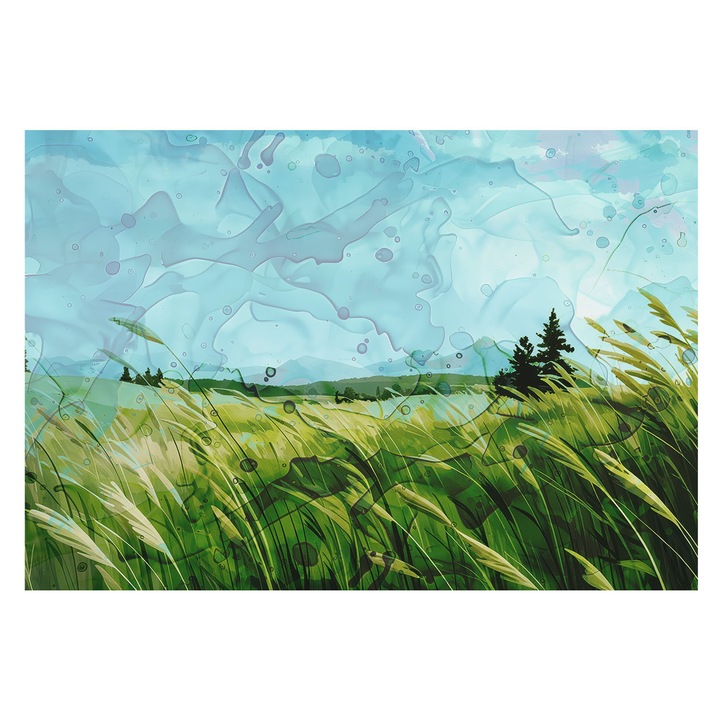 Fotótapéta Falra, Tulup, Zöld tájak, Zöld, 152 x 104 cm, Vlies, Nappaliba, Szobába, 010100060030000285190