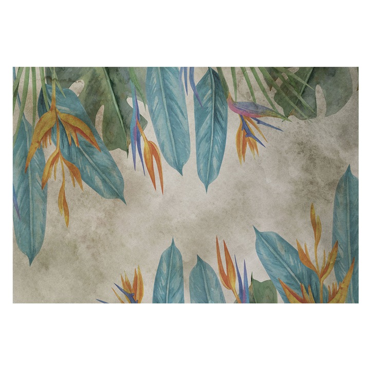 Dekor Tapéta, Tulup, Trópusi virágok, Kék, 152 x 104 cm, Vlies, Öko, 010100060030000285262