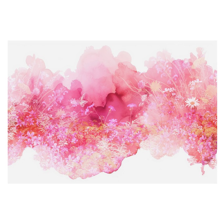 Tapéta Vlies Fali Dekoráció, Tulup, Virágminta, Rózsaszín, 152 x 104 cm, Nem Szőtt, Könnyen Felszerelhető, 010100060030000285328
