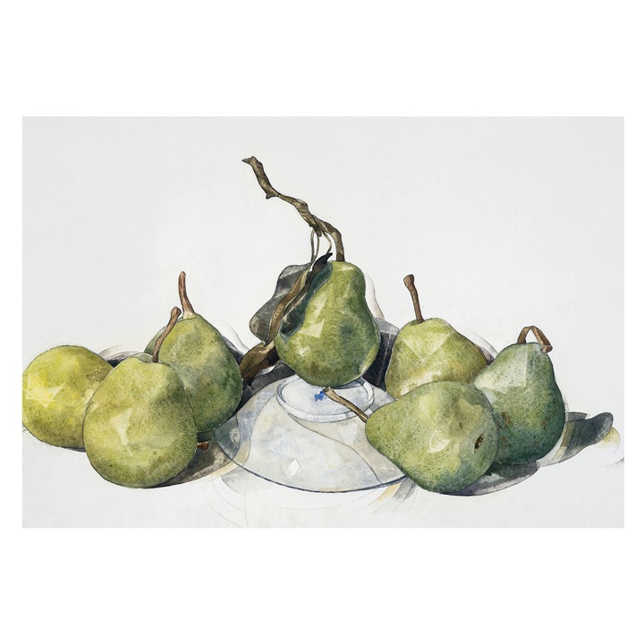 Dekor Tapéta, Tulup, Akvarell körte, Zöld, 152 x 104 cm, Nem Szőtt, Modern Belsőépítészeti Dekoráció, 010100060030000285464