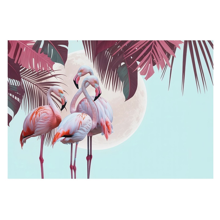 Vinil Fotótapéta De Perete, Tulup, Pasari exotice, Roz, 104 x 70 cm, Pentru Birou, Living, 010100060020000285159