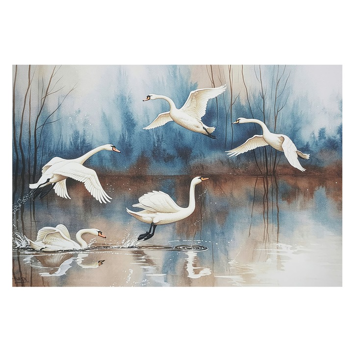 Fotótapéta Falra, Tulup, Madarak repülés közben, Fehér, 104 x 70 cm, Nem Szőtt, Modern Tapétatekercs, 010100060020000285075