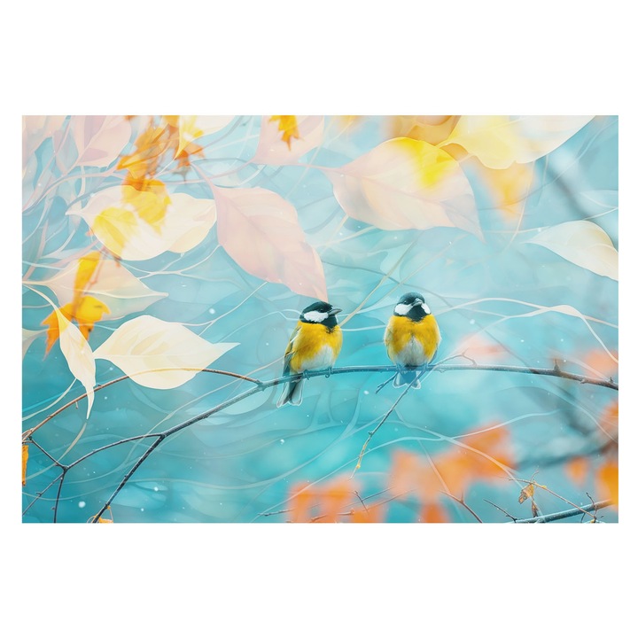 Fotótapéta Falra, Tulup, Tavaszi madarak, Kék, 152 x 104 cm, Nem Szőtt, Könnyen Felszerelhető, 010100060030000285091