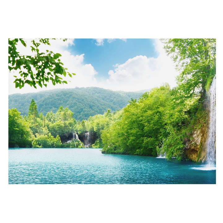 Tapéta Falra, Tulup, Természetes vízesés, Zöld, 208 x 146 cm, Nem Szőtt, Öko, 010100060040000000656