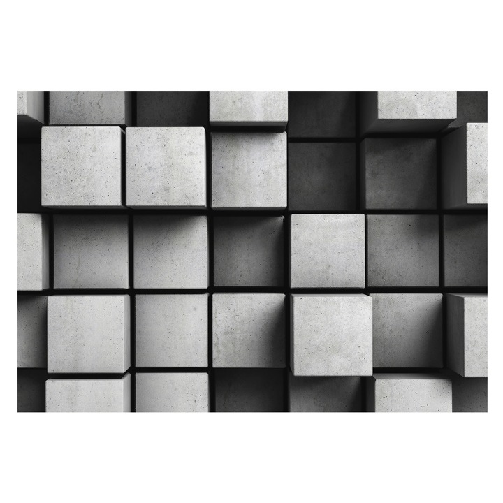 Tapéta Falra, Tulup, Geometriai kockák, Szürke, 152 x 104 cm, Vlies, Élénk Színek, 010100060030000077415