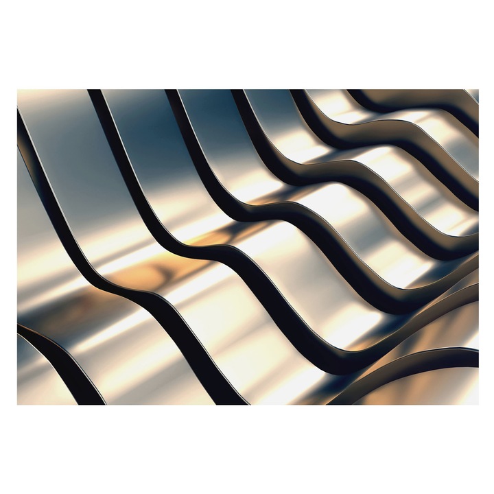 Fotótapéta Falra, Tulup, Fémhullámok, Szürke, 152 x 104 cm, Nem Szőtt, Modern Belsőépítészeti Dekoráció, 010100060030000273910