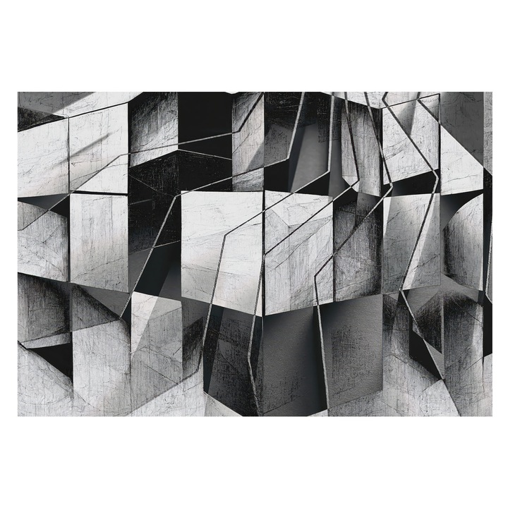 Tapéta Falra, Tulup, Geometriai absztrakció, Fekete és fehér, 152 x 104 cm, Nem Szőtt, Stílusos, 010100060030000285024