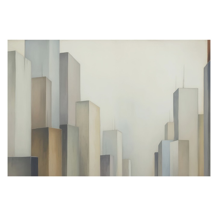 Fotótapéta De Perete, Tulup, Zgarie-nori ai orasului, Gri, 104 x 70 cm, Decorativ, Pentru Dormitor, 010100060020000284829